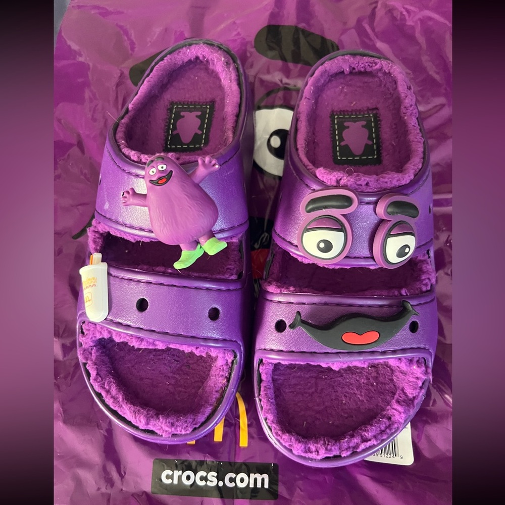 Purple Grimace CROCS slippers